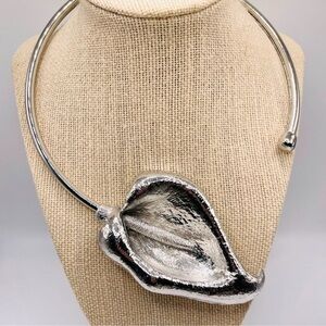 Zara Silver Calla Lily Metal Choker